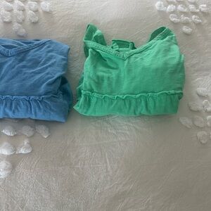 NWT American Eagle Tiered Babydoll Cami women’s medium tank top green and blue .